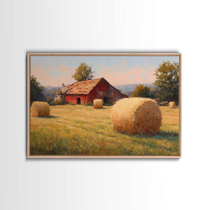 Hay Bales in Late Afternoon Sun Canvas Print, Country Art, Neutral Decor, Farmhouse Decor, Fine Art, Country, Home Decor, COU-3x2-72