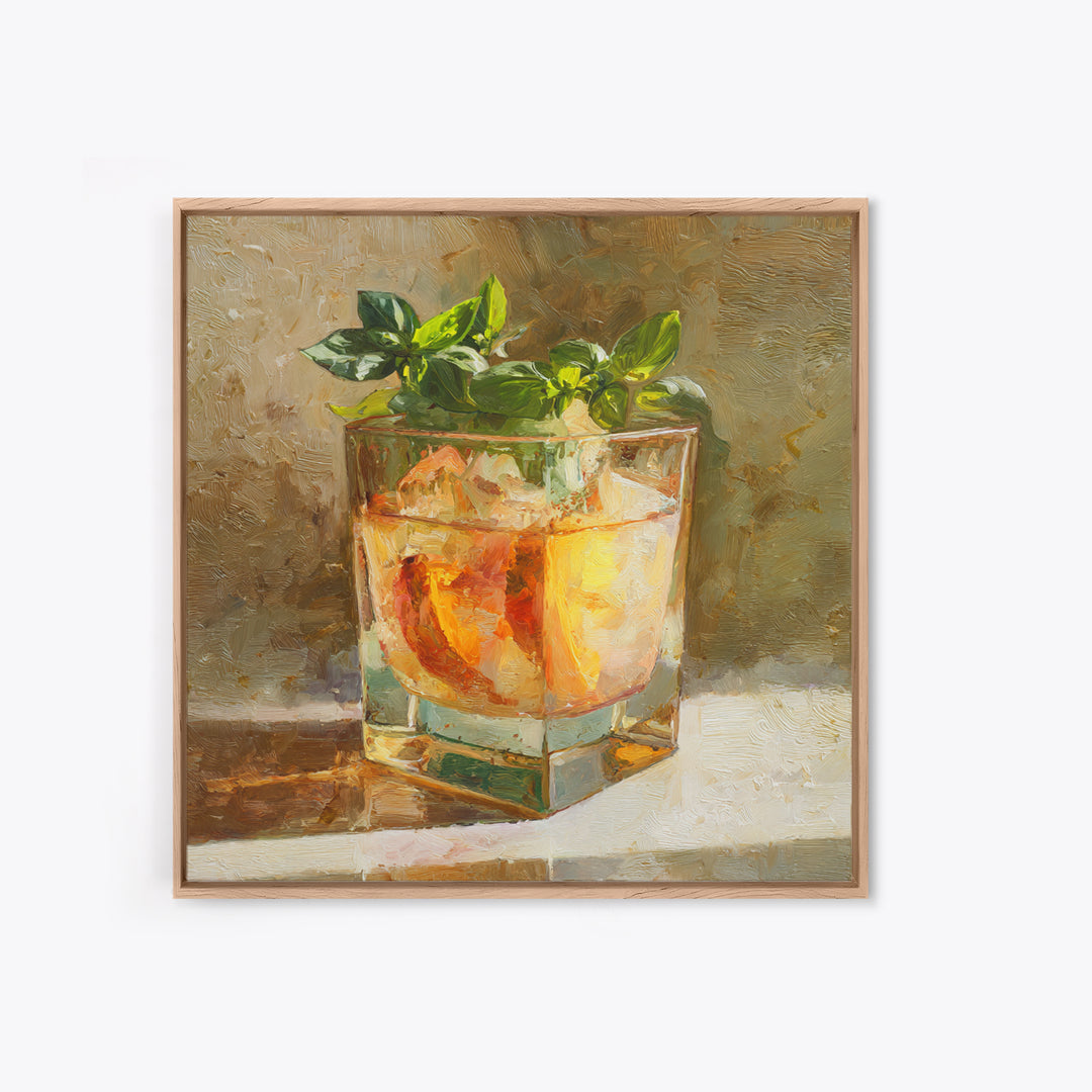 Iced Coffee Glass Framed Canvas Print, Coffee Shop Art, Kitchen Art, Cafe Decor, Fine Art, Cafe, Minimalist Wall Art, CSA-1x1-11