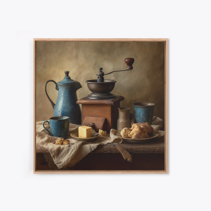 Coffee Grinder Antique Still Life Framed Canvas Print, Coffee Shop Art, Coffee, Cafe Decor, Fine Art, Cafe, Living Room Decor, CSA-1x1-12