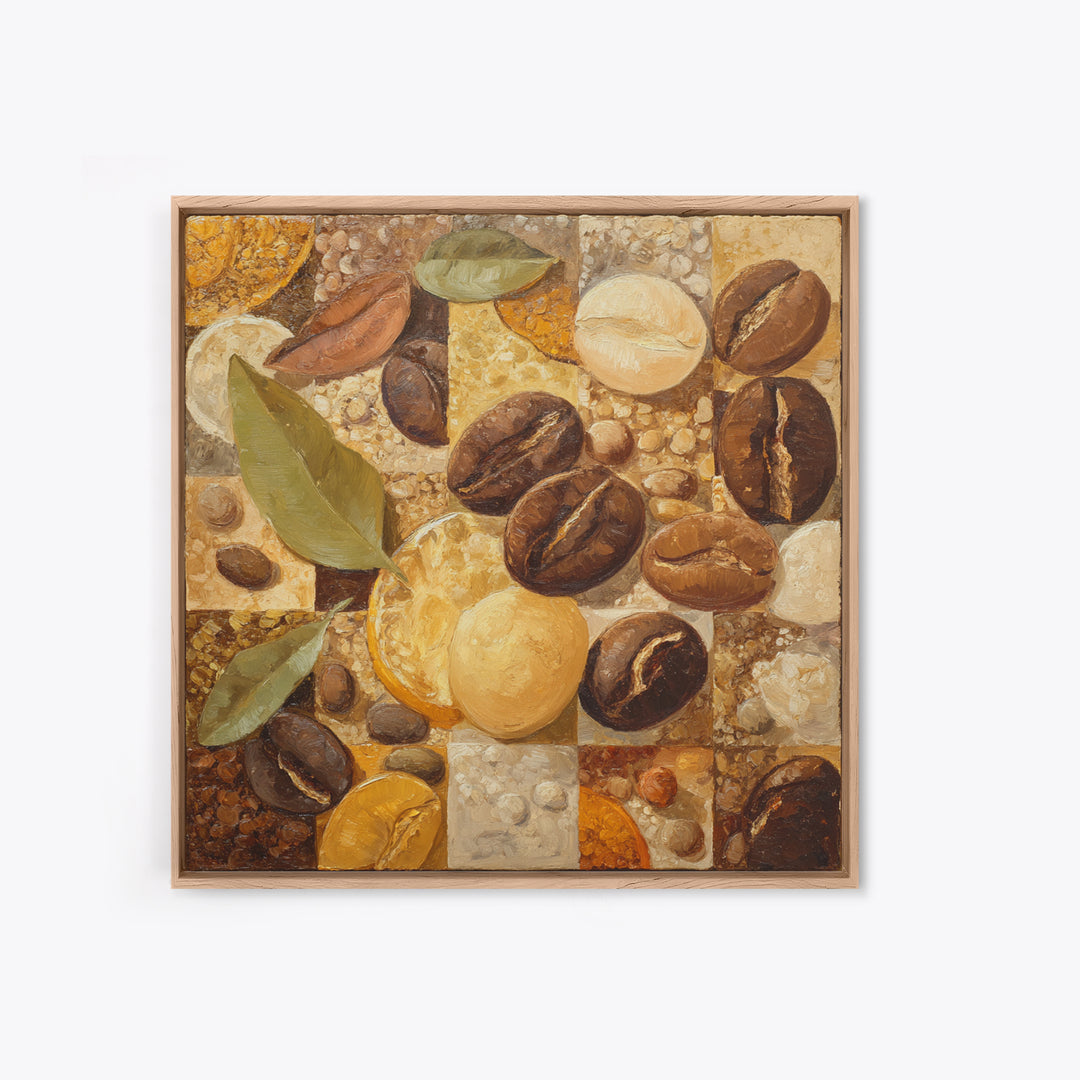 Coffee Bean Pattern Canvas Print, Coffee Shop Art, Kitchen Gift, Cafe Decor, Oil Painting, Cafe, Coffee Art, Food Art, CSA-1x1-15