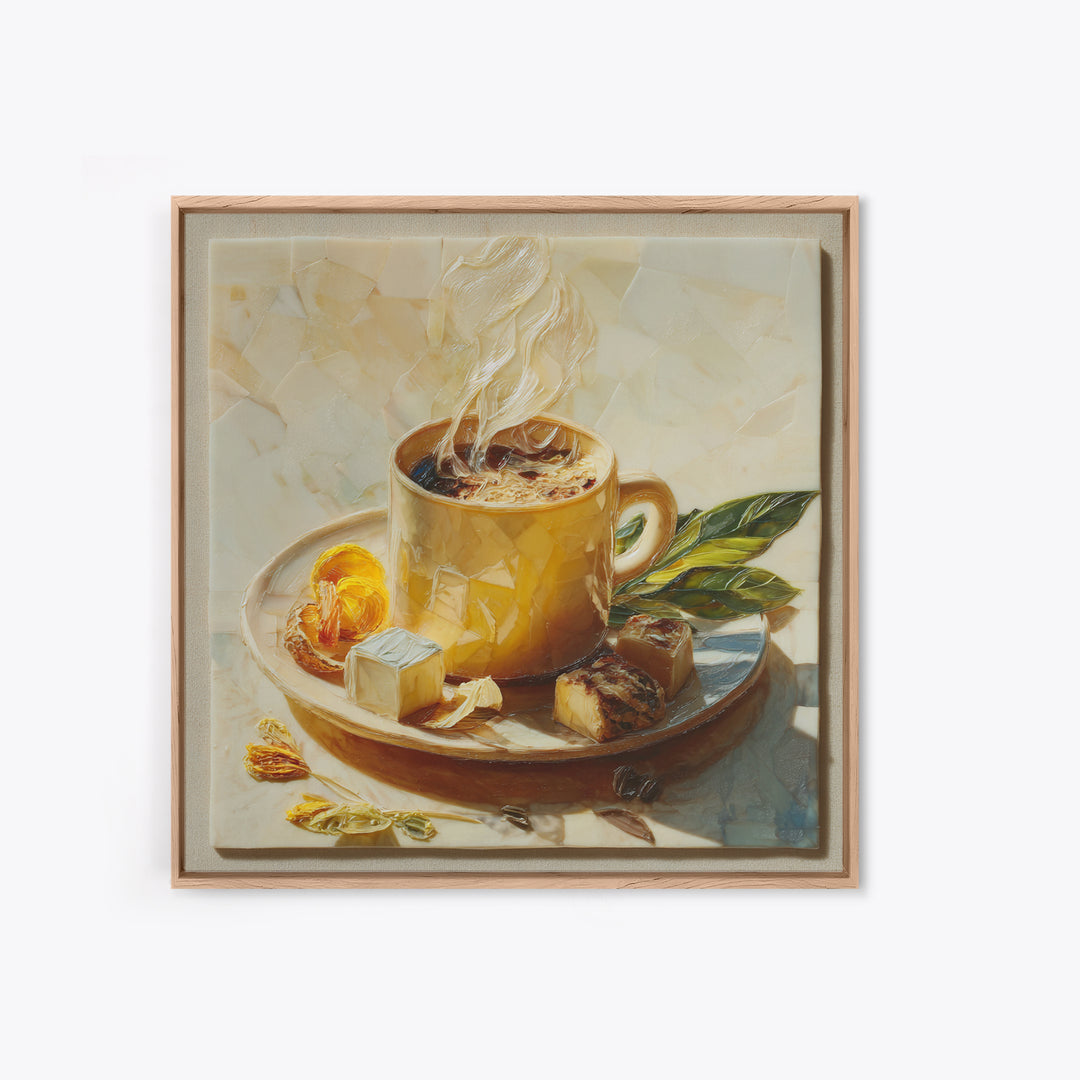 Espresso Cup with Rising Steam and Warm Canvas Print, Coffee Shop Art, Room Decor, Cafe Decor, Fine Art, Cafe, Canvas Wall Art, CSA-1x1-25