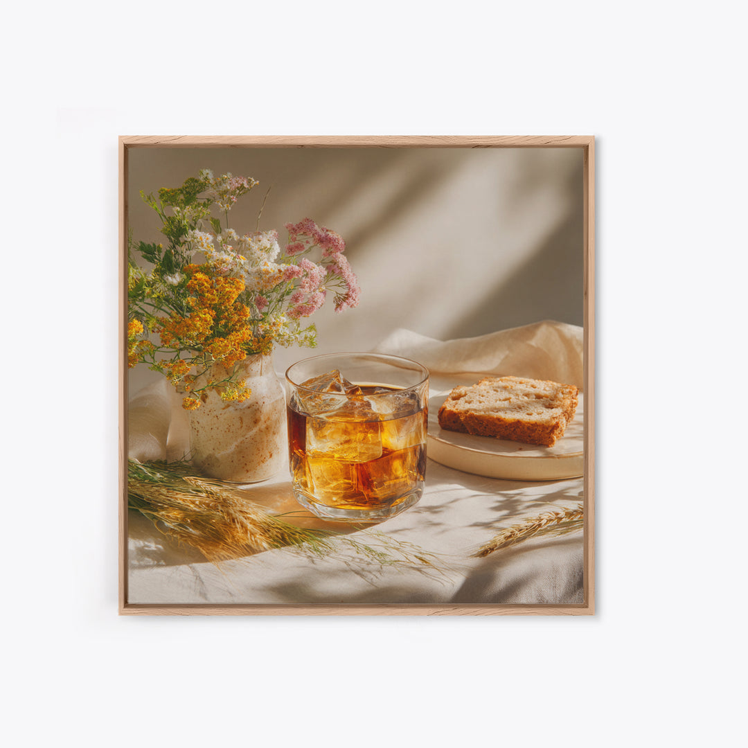 Iced Coffee Glass Canvas Print, Coffee Shop Art, Canvas Print, Cafe Decor, Fine Art, Cafe, Neutral Decor, Modern Decor, CSA-1x1-35
