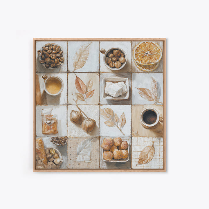 Coffee Bean Pattern Framed Canvas Print, Coffee Shop Art, Neutral Decor, Cafe Decor, Fine Art, Cafe, Home Decor, Wall Decor, CSA-1x1-63