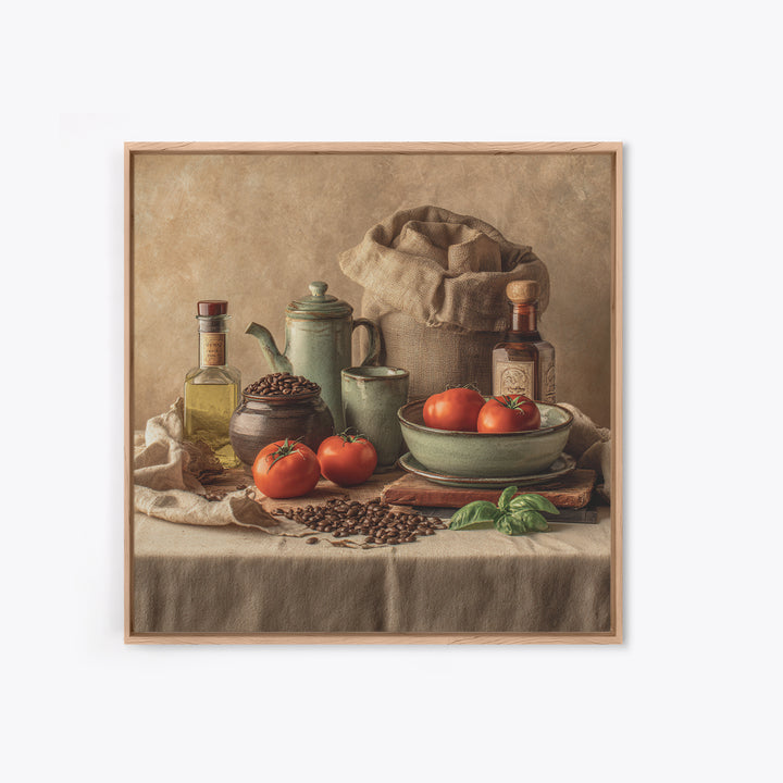 Coffee Beans and Burlap Sack Still Life Framed Canvas Print, Coffee Shop Art, Fine Art Print, Cafe Decor, Fine Art, Cafe, CSA-1x1-74