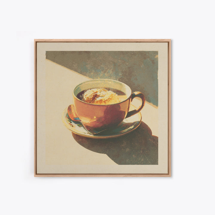 Retro Cafe Poster Coffee Cup Graphic Framed Canvas Print, Coffee Shop Art, Boho Decor, Cafe Decor, Fine Art, Cafe, Printable, CSA-1x1-79