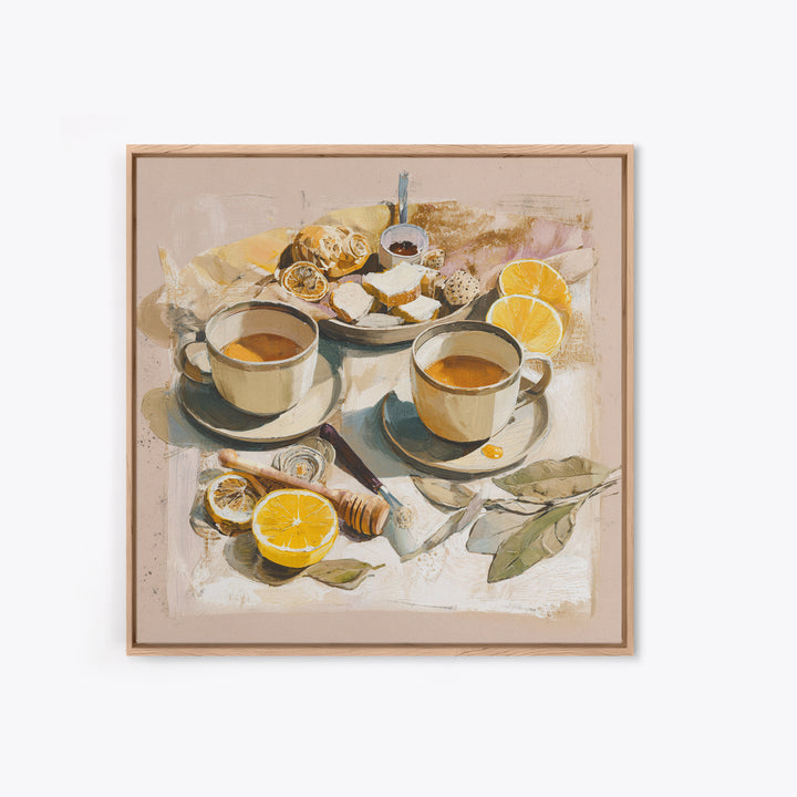 Two Cups Facing Each Other Canvas Print, Coffee Shop Art, Minimalist Decor, Cafe Decor, Fine Art, Cafe, Kitchen Wall Art, CSA-1x1-85