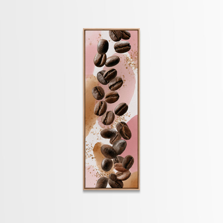 Roasted Beans Falling Through Dark Space Canvas Print, Coffee Shop Art, Printable, Cafe Decor, Fine Art, Cafe, Dopamine Decor, CSA-1x3-32