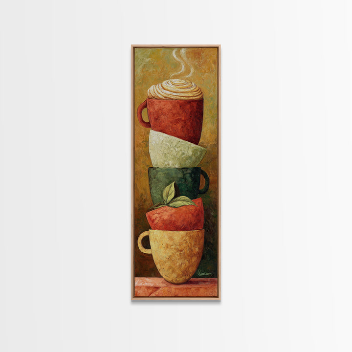 Two Cups Facing Each Other Canvas Print, Coffee Shop Art, Modern Decor, Cafe Decor, Fine Art, Cafe, Wall Decor, Art Print, CSA-1x3-49