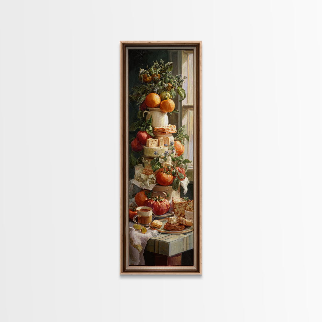 Sunlit Pastry and Coffee Arrangement Canvas Print, Coffee Shop Art, Kitchen Wall Decor, Cafe Decor, Oil Painting, Cafe, CSA-1x3-55