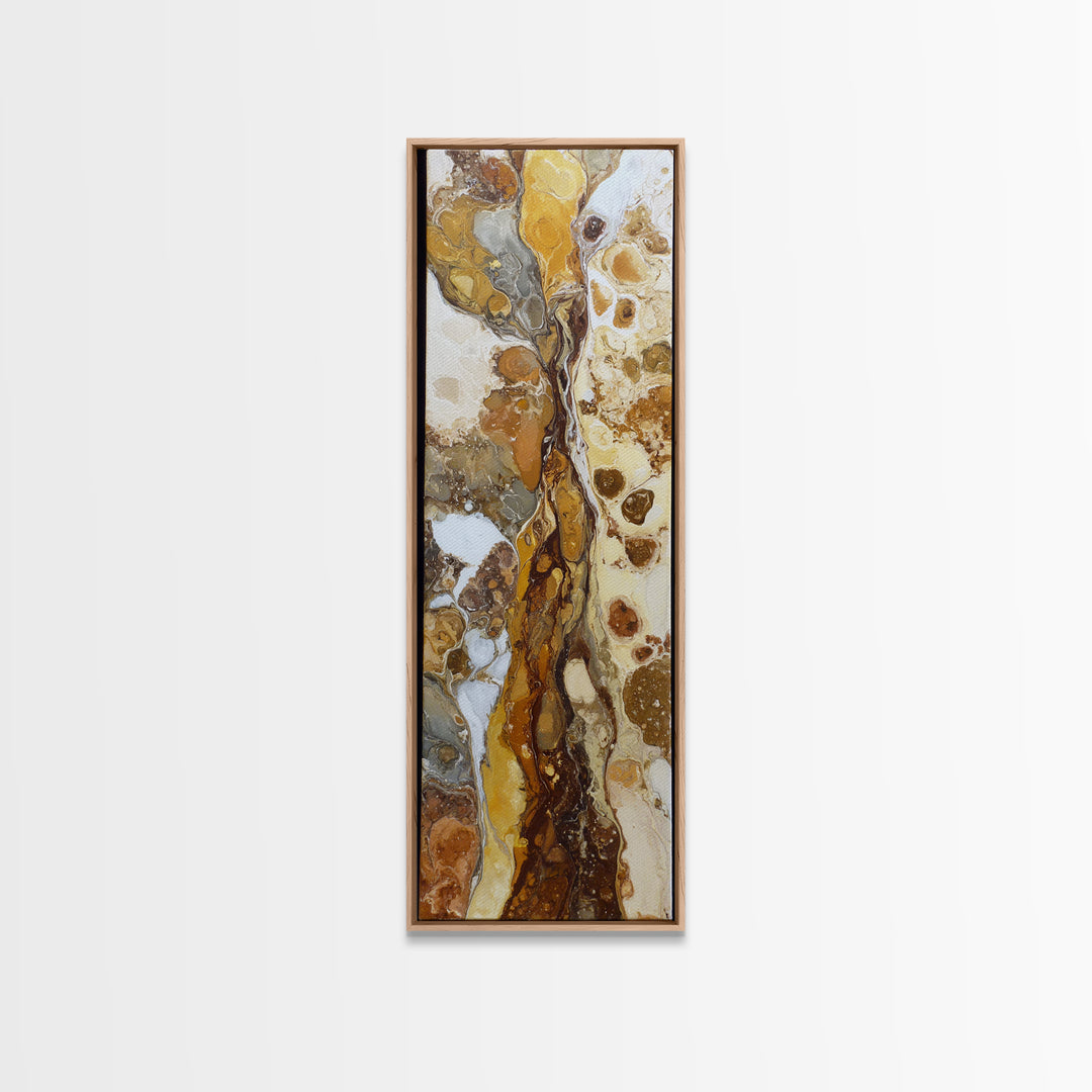 Abstract Brown and Cream Coffee Swirl Framed Canvas Print, Coffee Shop Art, Wall Art, Cafe Decor, Abstract Art, Cafe, CSA-1x3-69
