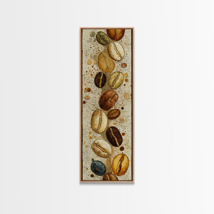 Coffee Bean Pattern Framed Canvas Print, Coffee Shop Art, Neutral Decor, Cafe Decor, Fine Art, Cafe, Home Decor, Wall Decor, CSA-1x3-75