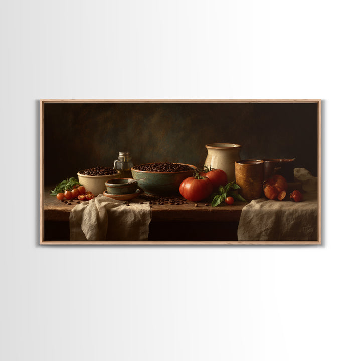 Roasted Beans Falling Through Dark Space Canvas Print, Coffee Shop Art, Canvas Wall Art, Cafe Decor, Cafe, Bedroom Wall Art, CSA-2x1-64