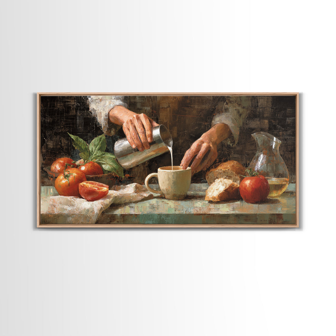 Barista Hands Pouring Milk into Espresso Canvas Print, Coffee Shop Art, Dopamine Decor, Cafe Decor, Cafe, Coffee Wall Art, CSA-2x1-89