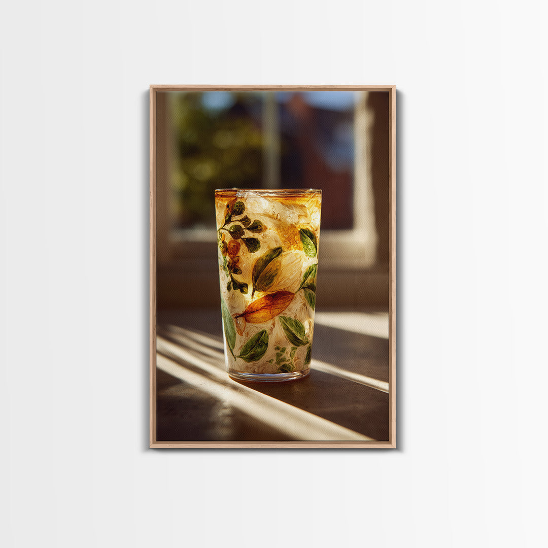 Iced Coffee Glass Framed Canvas Print, Coffee Shop Art, Kitchen Wall Art, Cafe Decor, Fine Art, Cafe, Gothic Wall Art, CSA-2x3-43