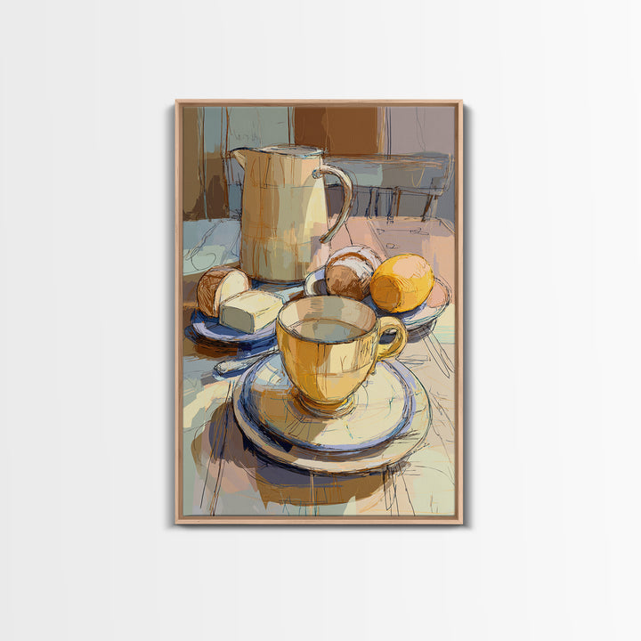 Minimal Line Art of a Cup and Canvas Print, Coffee Shop Art, Coffee, Cafe Decor, Cafe, Living Room Decor, Dark Academia Decor, CSA-2x3-50