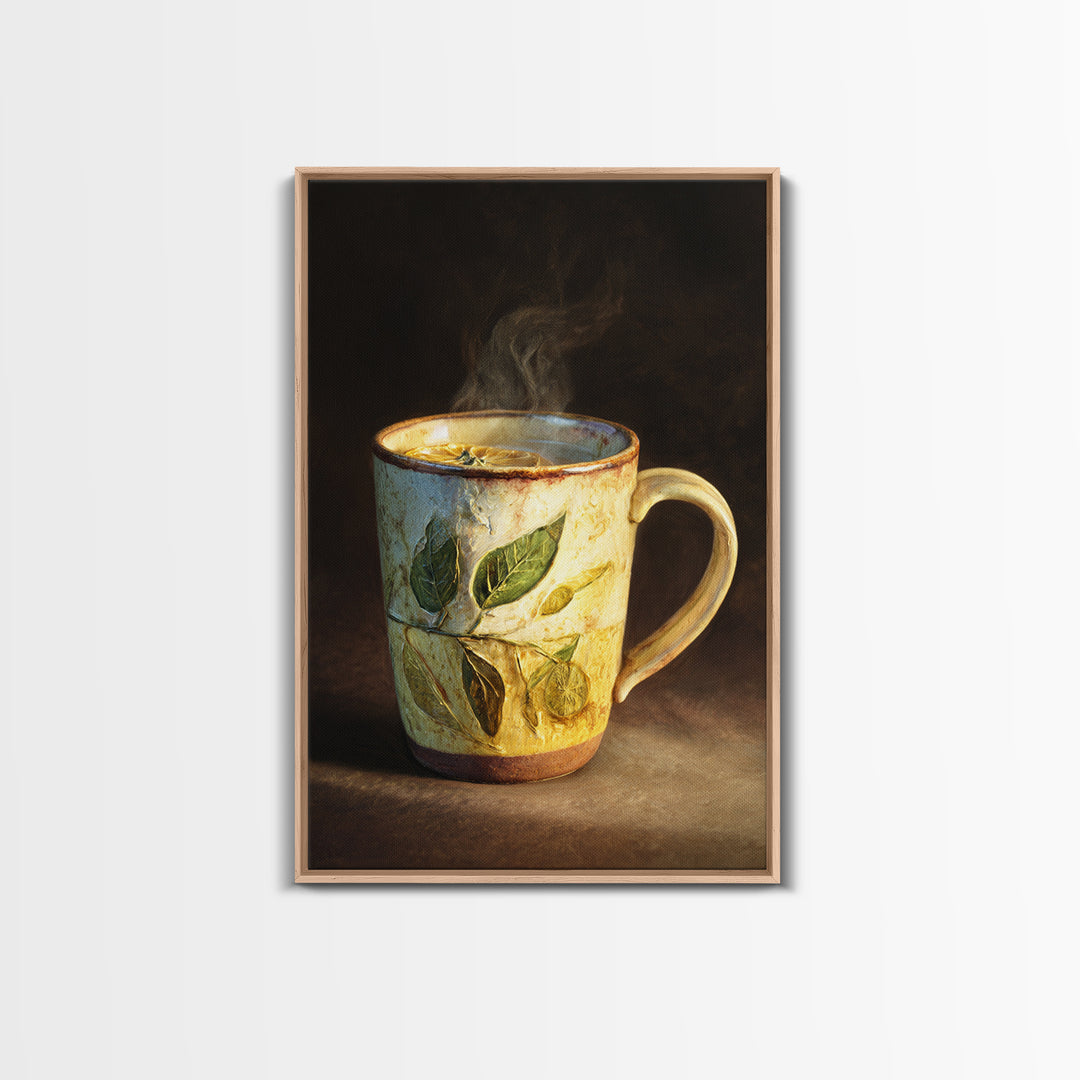 Espresso Cup with Rising Steam and Warm Canvas Print, Coffee Shop Art, Kitchen Wall Decor, Cafe Decor, Oil Painting, Cafe, CSA-2x3-57