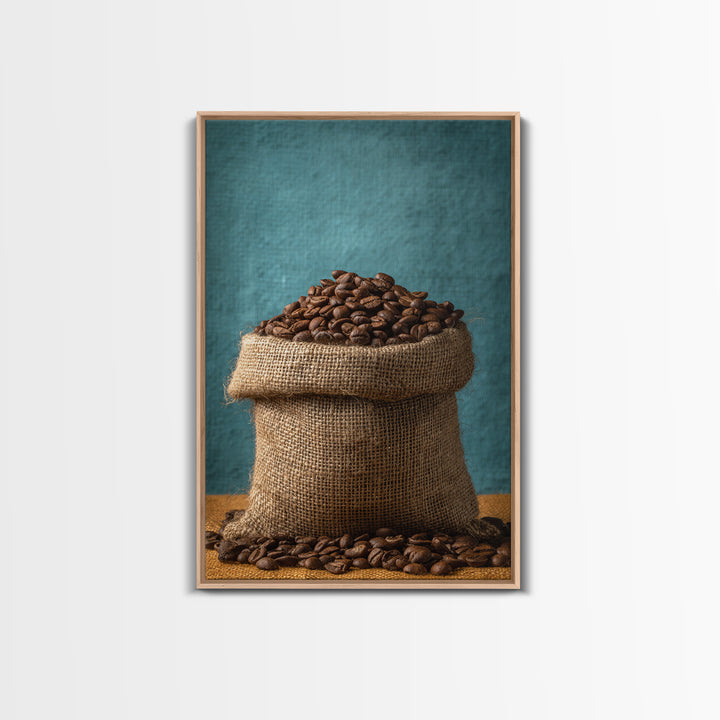 Coffee Beans and Burlap Sack Still Life Canvas Print, Coffee Shop Art, Kitchen Wall Art, Cafe Decor, Cafe, Gothic Wall Art, CSA-2x3-82