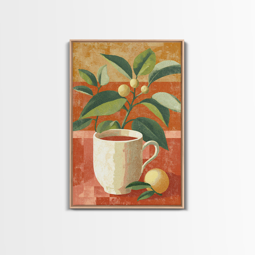 Retro Cafe Poster Coffee Cup Graphic Framed Canvas Print, Coffee Shop Art, Coffee Art, Cafe Decor, Fine Art, Cafe, CSA-2x3-87