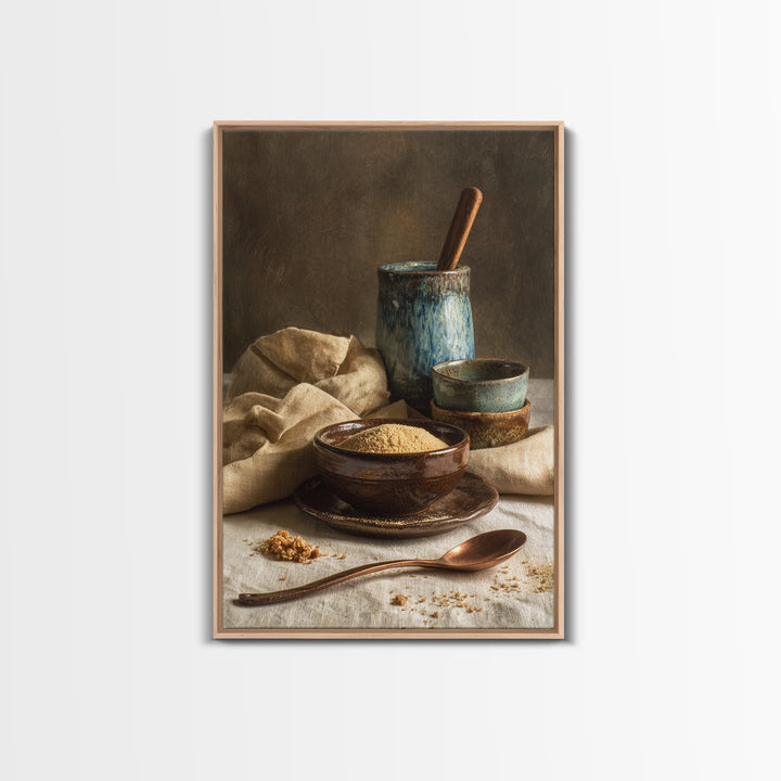 Moody Dark Roast Still Life Framed Canvas Print, Coffee Shop Art, Dark Academia Decor, Cafe Decor, Cafe, Whimsical Art, CSA-2x3-88