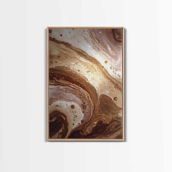 Abstract Brown and Cream Coffee Swirl Framed Canvas Print, Coffee Shop Art, Gothic Wall Art, Cafe Decor, Abstract Art, Cafe, CSA-2x3-89