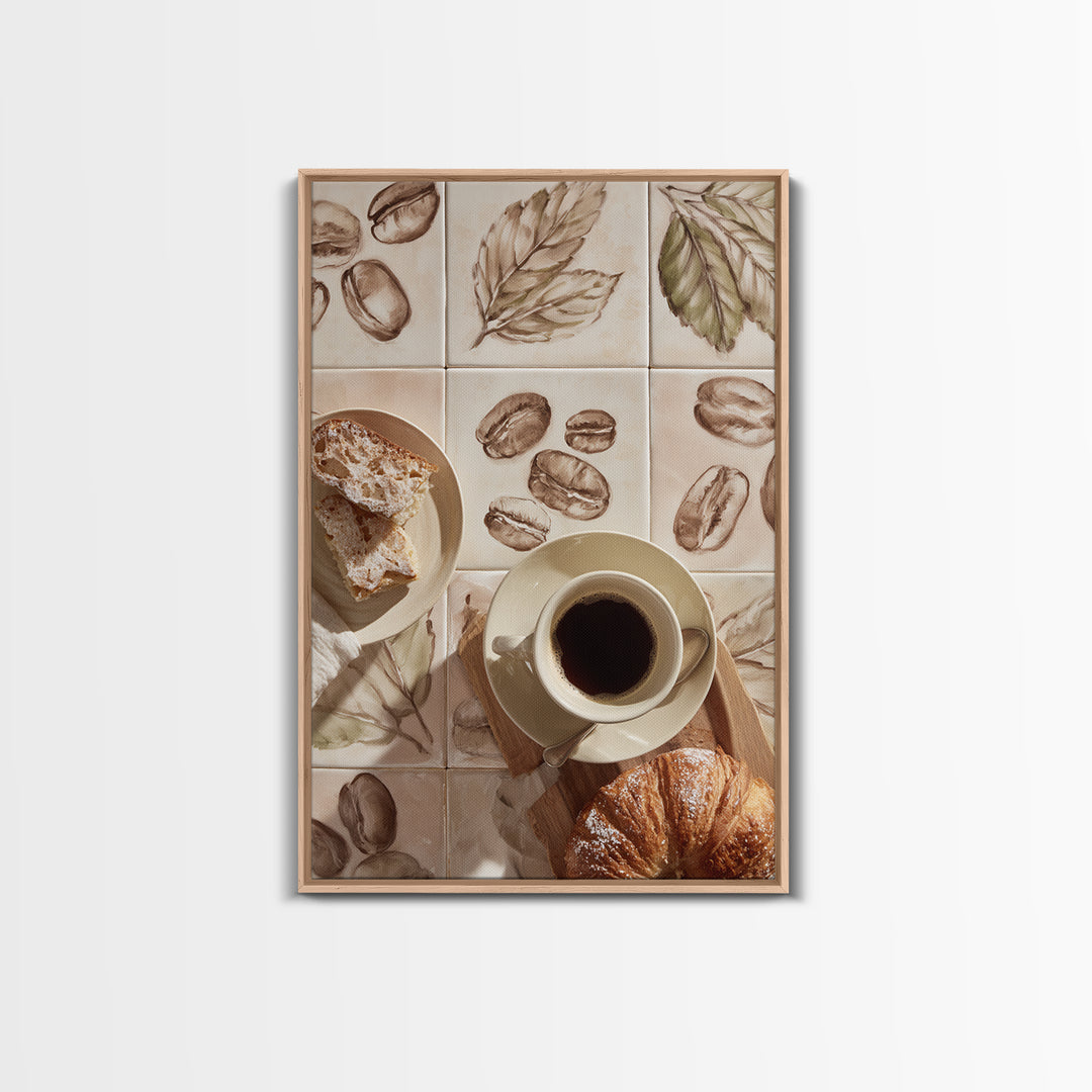 Coffee Bean Pattern Canvas Print, Coffee Shop Art, Whimsical Art, Cafe Decor, Oil Painting, Cafe, Minimalist Decor, CSA-2x3-95