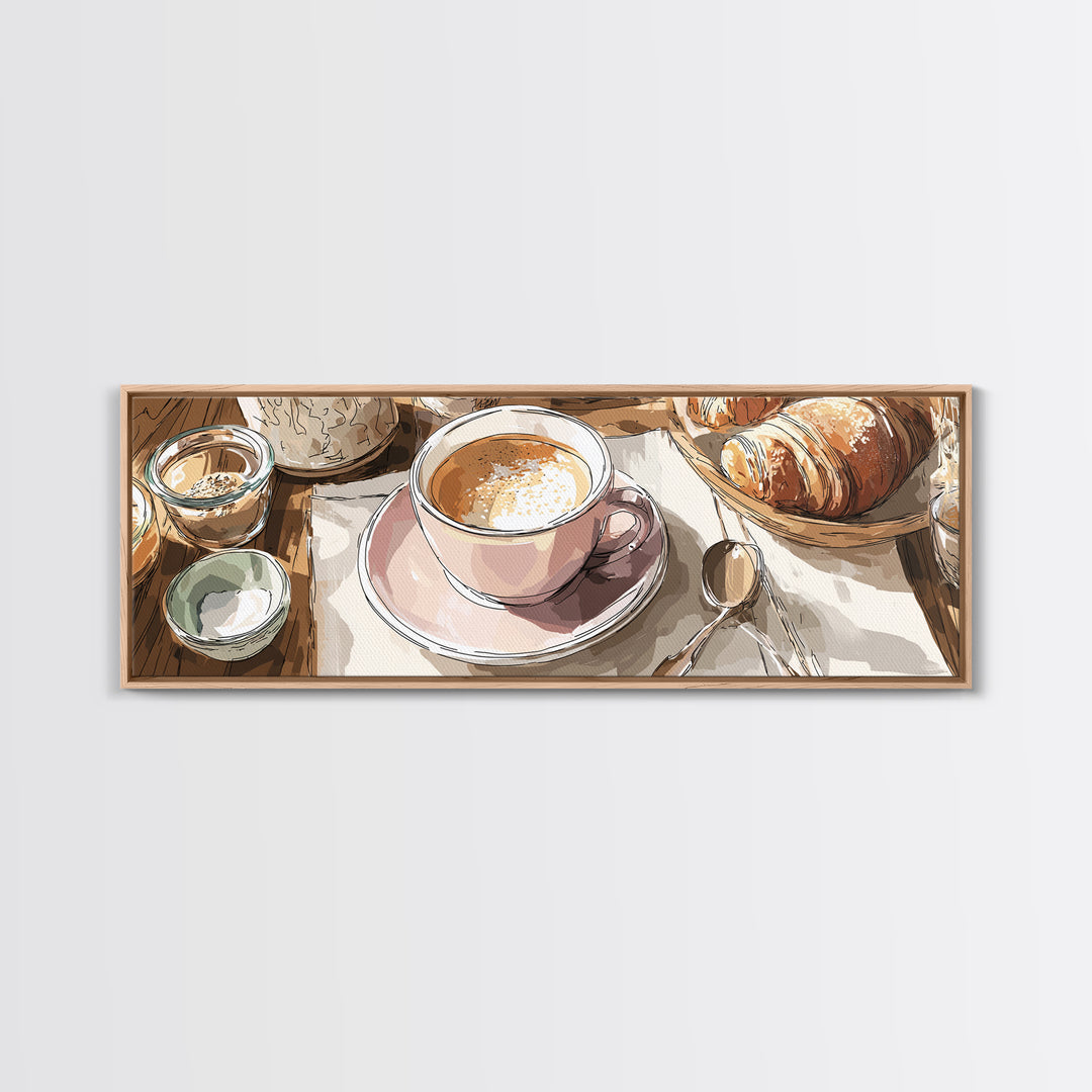 Minimal Line Art of a Cup and Framed Canvas Print, Coffee Shop Art, Printable Wall Art, Cafe Decor, Abstract Art, Cafe, CSA-3x1-10