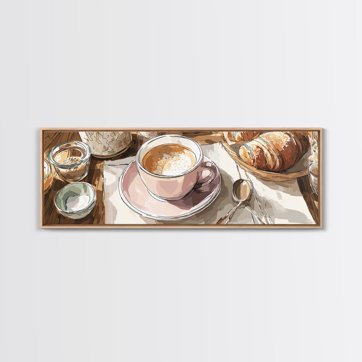 Minimal Line Art of a Cup and Framed Canvas Print, Coffee Shop Art, Printable Wall Art, Cafe Decor, Abstract Art, Cafe, CSA-3x1-10