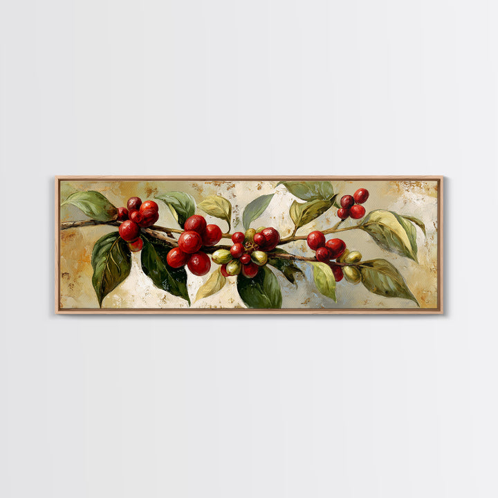 Botanical Coffee Plant Branch Canvas Print, Coffee Shop Art, Bedroom Wall Art, Cafe Decor, Fine Art, Cafe, Modern Decor, CSA-3x1-46