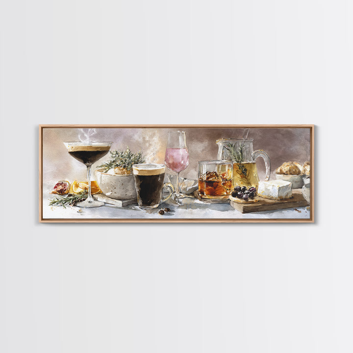 Espresso Martini Coffee Cocktail Still Life Framed Canvas Print, Coffee Shop Art, Food Art, Cafe Decor, Fine Art, Cafe, CSA-3x1-57