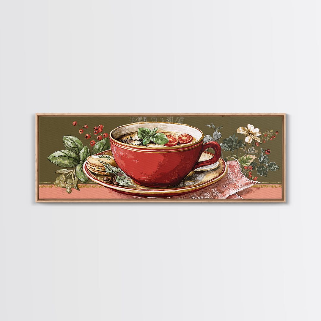 Retro Cafe Poster Coffee Cup Graphic Canvas Print, Coffee Shop Art, Farmhouse Decor, Cafe Decor, Fine Art, Cafe, Moody Wall Art, CSA-3x1-71