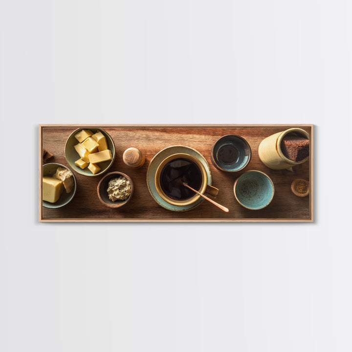 Moody Dark Roast Still Life Framed Canvas Print, Coffee Shop Art, Wall Decor, Cafe Decor, Fine Art, Cafe, Kitchen Gift, CSA-3x1-72