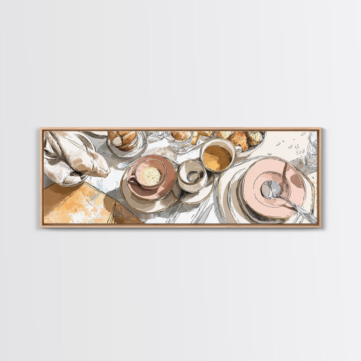 Minimal Line Art of a Cup and Framed Canvas Print, Coffee Shop Art, Dopamine Decor, Cafe Decor, Fine Art, Cafe, Coffee Wall Art, CSA-3x1-82