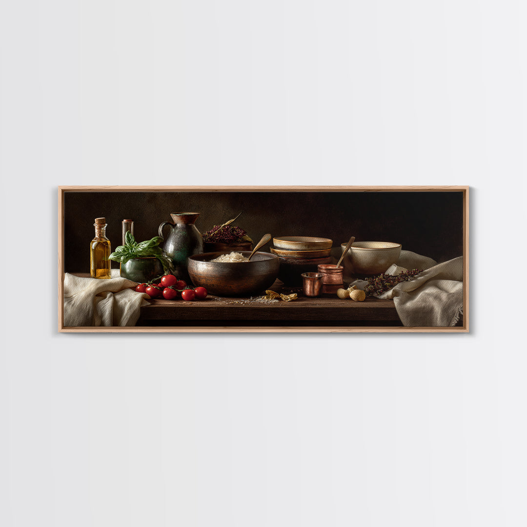 Moody Dark Roast Still Life Canvas Print, Coffee Shop Art, Textured Painting, Cafe Decor, Fine Art, Cafe, Kitchen Decor, CSA-3x1-96