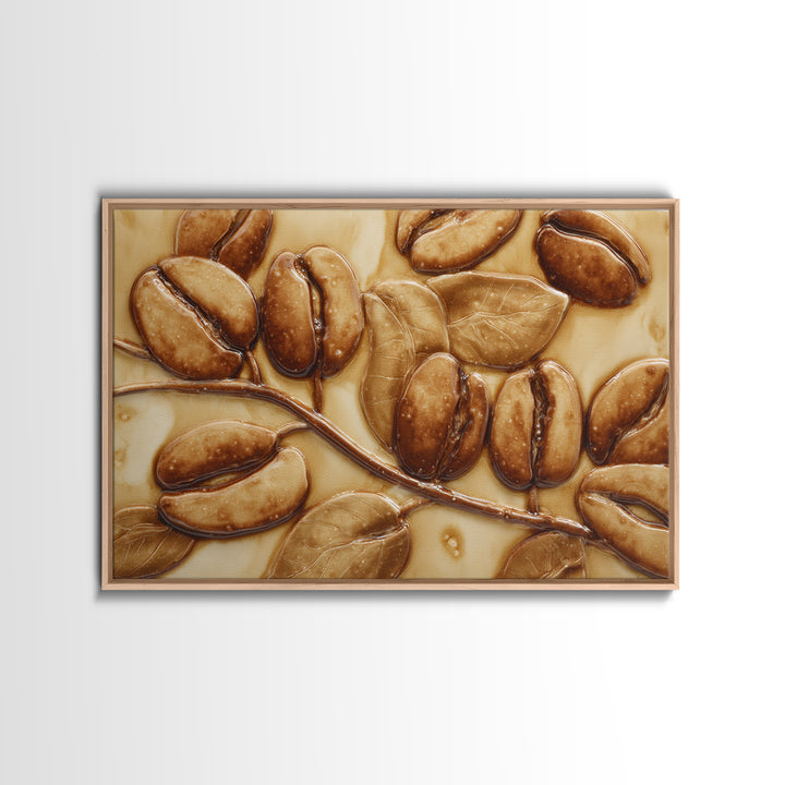 Coffee Bean Pattern Framed Canvas Print, Coffee Shop Art, Statement Artwork, Cafe Decor, Fine Art, Cafe, Art Print, Printable, CSA-3x2-19