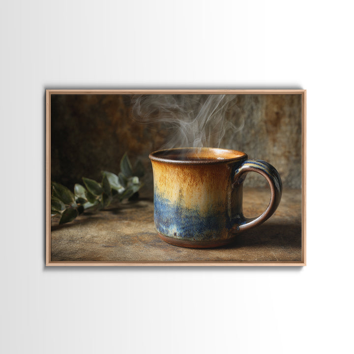 Espresso Cup with Rising Steam and Warm Canvas Print, Coffee Shop Art, Modern Decor, Cafe Decor, Fine Art, Cafe, Wall Decor, CSA-3x2-29