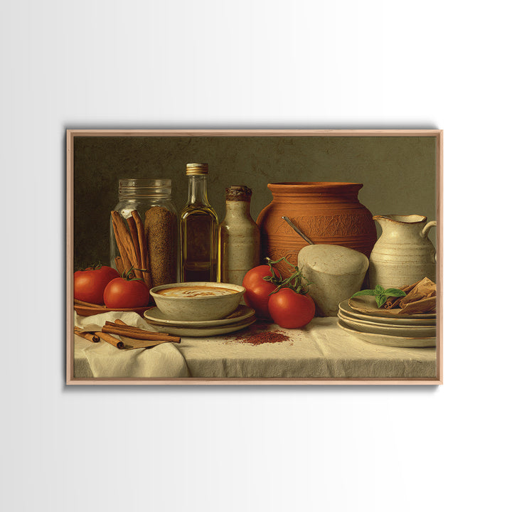 Cinnamon Sticks and Cappuccino Foam Still Life Canvas Print, Coffee Shop Art, Minimalist Wall Art, Cafe Decor, Abstract Art, CSA-3x2-52
