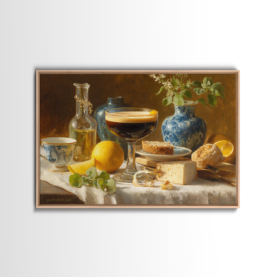 Espresso Martini Coffee Cocktail Still Life Framed Canvas Print, Coffee Shop Art, Gallery Decor, Cafe Decor, Fine Art, Cafe, CSA-3x2-69