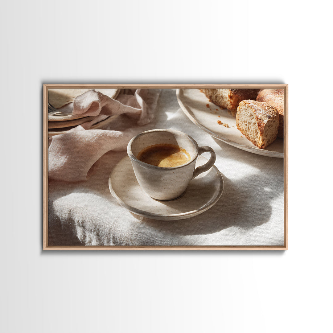 Minimal Line Art of a Cup and Framed Canvas Print, Coffee Shop Art, Bedroom Wall Art, Cafe Decor, Abstract Art, Cafe, CSA-3x2-70