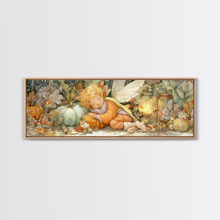 The Candy Corn Fairy, Cute Spooky Wall Art, Extra Wide Wall Art, Canvas Print, Halloween Kids Decor, Whimsical Wall Art, Horror Wall Art