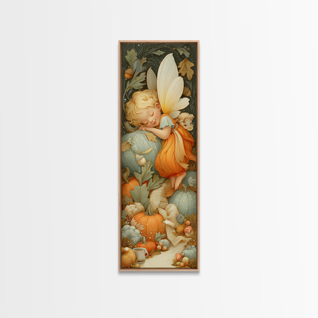 The Candy Corn Fairy, Whimsical Halloween Art, Tall Narrow Wall Art, Canvas Print, Halloween Kids Decor, Whimsical Wall Art
