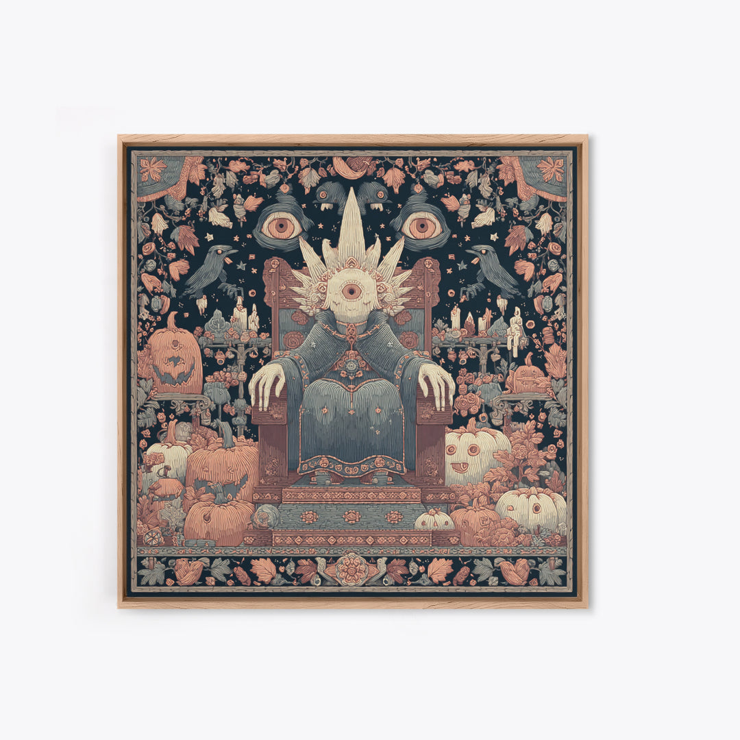 The Dreaming Priest Of The Outer Gate, Embroidered Halloween Art, Square Wall Art, Canvas Print, Cute Halloween Wall Art