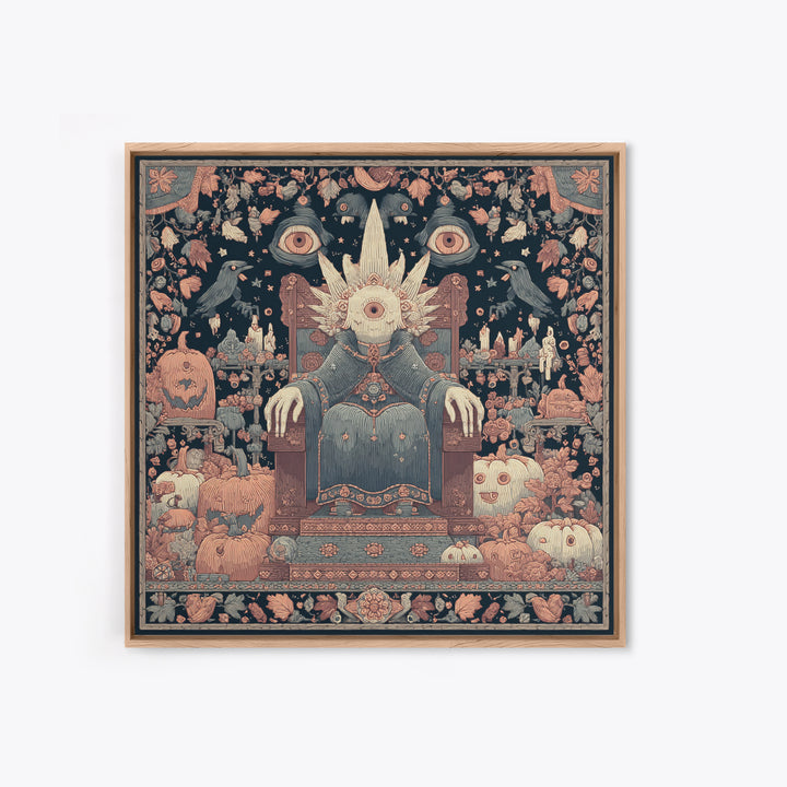 The Dreaming Priest Of The Outer Gate, Embroidered Halloween Art, Square Wall Art, Canvas Print, Cute Halloween Wall Art