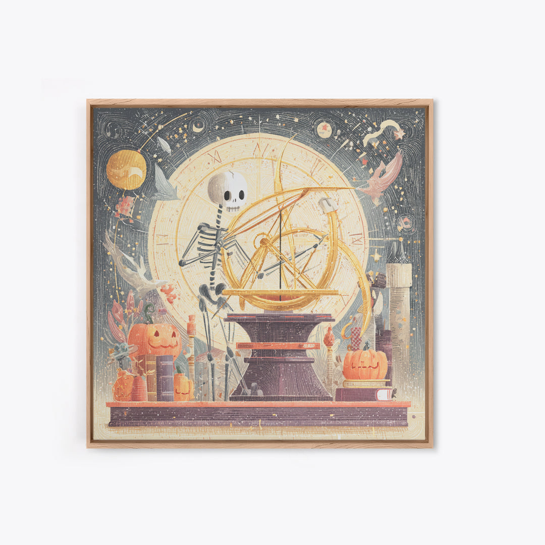 The Astronomer Of The Hollow Sky, Hand Sketch Halloween Art, Square Wall Art, Canvas Print, Cute Halloween Wall Art