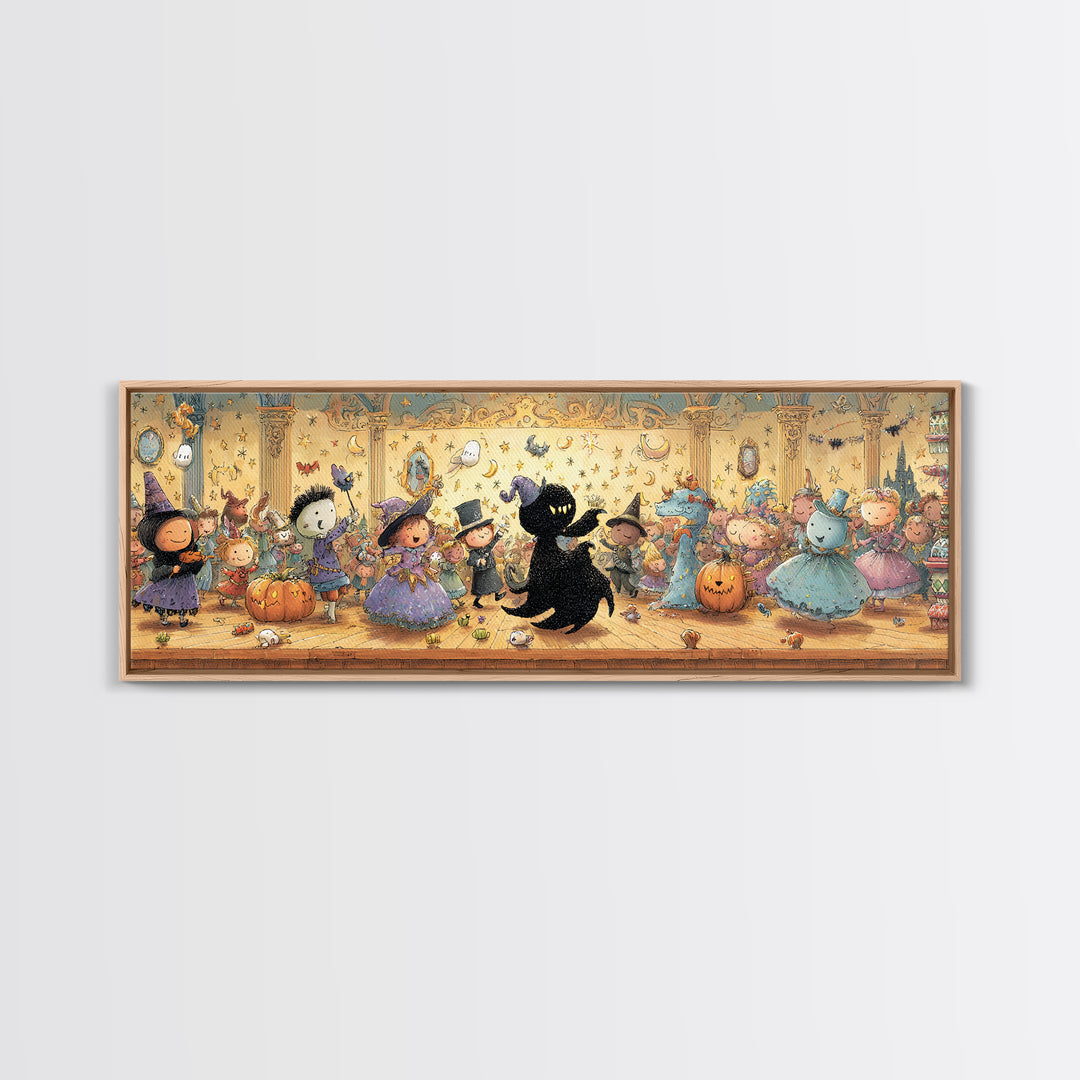 The Ballroom Of Silent Shoggoths, Embroidered Halloween Art, Extra Wide Wall Art, Canvas Print, Cute Halloween Wall Art