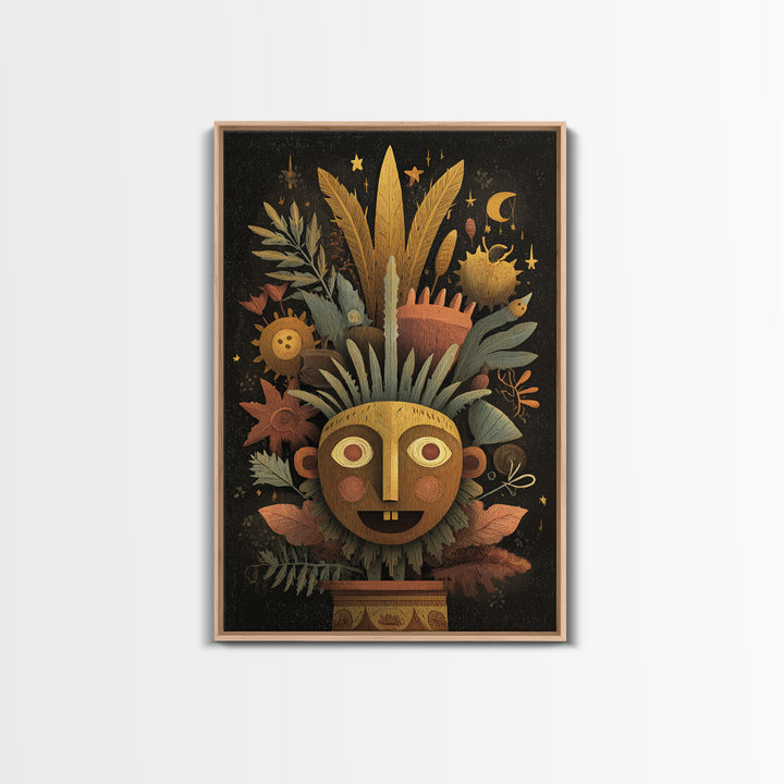 The Mask Of The Crawling God, Gouache Halloween Art, Vertical Wall Art, Canvas Print, Cute Halloween Wall Art