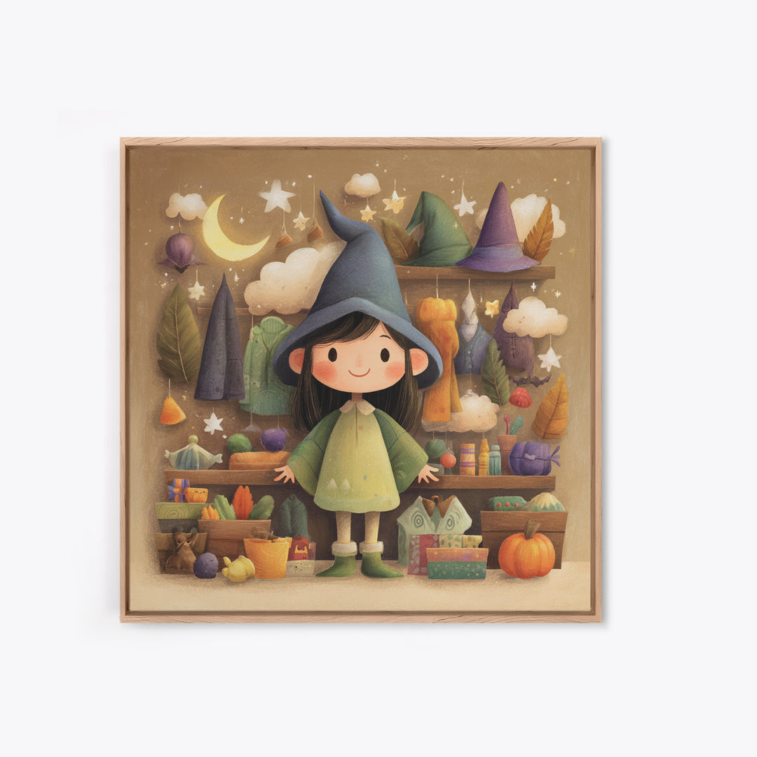 The Enchanted Costume Closet, Pastel Halloween Art, Square Wall Art, Canvas Print, Cute Halloween Wall Art