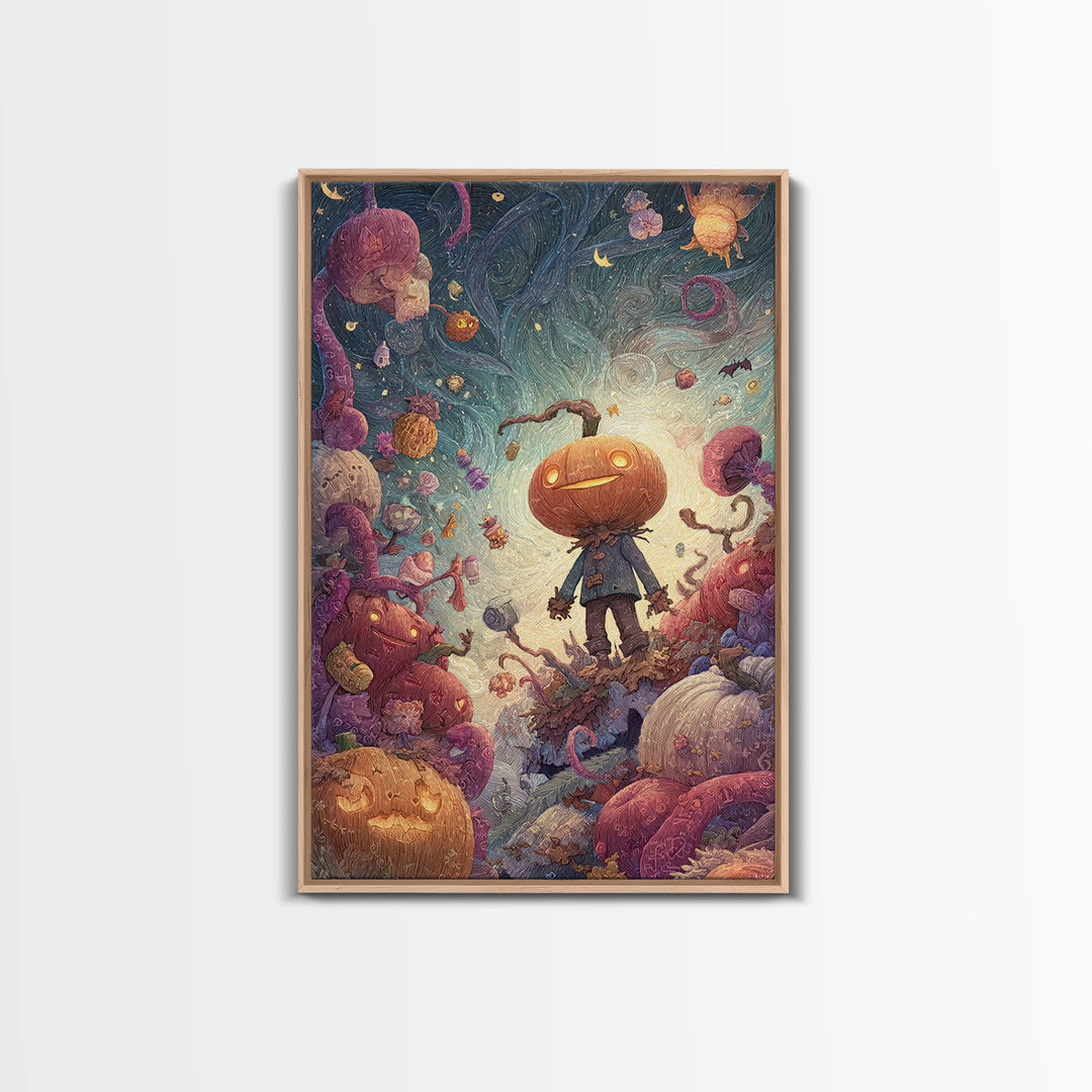 The Harvest Of The Eldritch Field, Plush Halloween Art, Vertical Wall Art, Canvas Print, Cute Halloween Wall Art