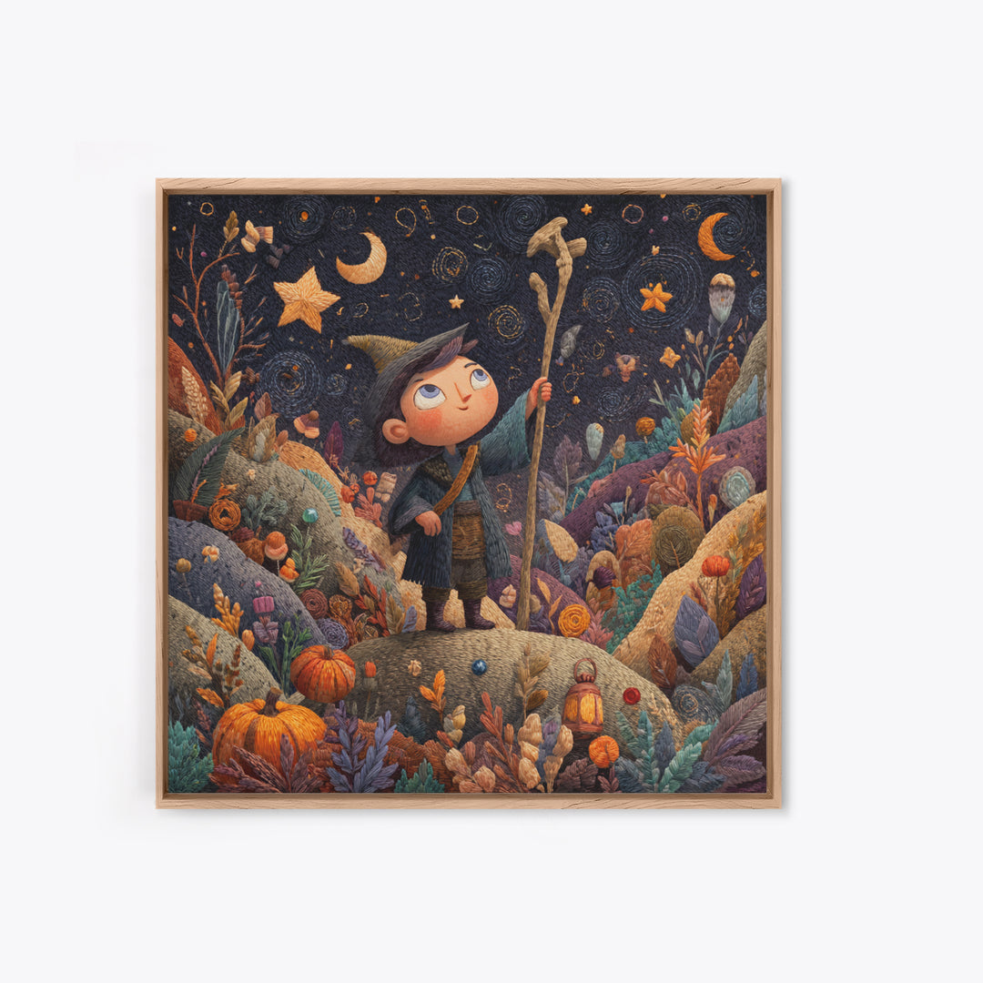 The Star-Seer Of Black Dunwich, Embroidered Halloween Art, Square Wall Art, Canvas Print, Cute Halloween Wall Art