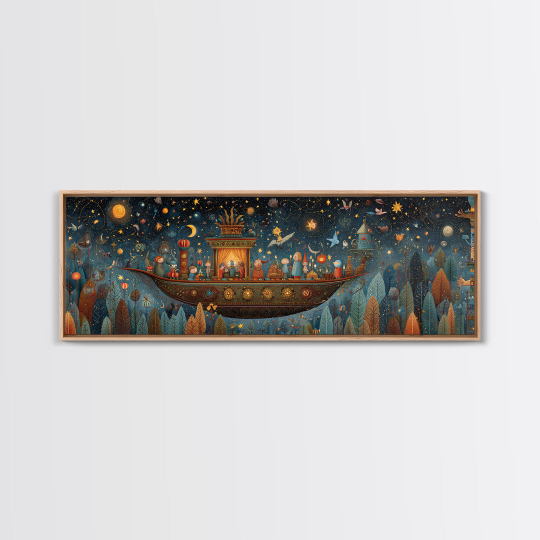 The Candelit Ark Of Forgotten Stars, Plush Halloween Art, Extra Wide Wall Art, Canvas Print, Cute Halloween Wall Art