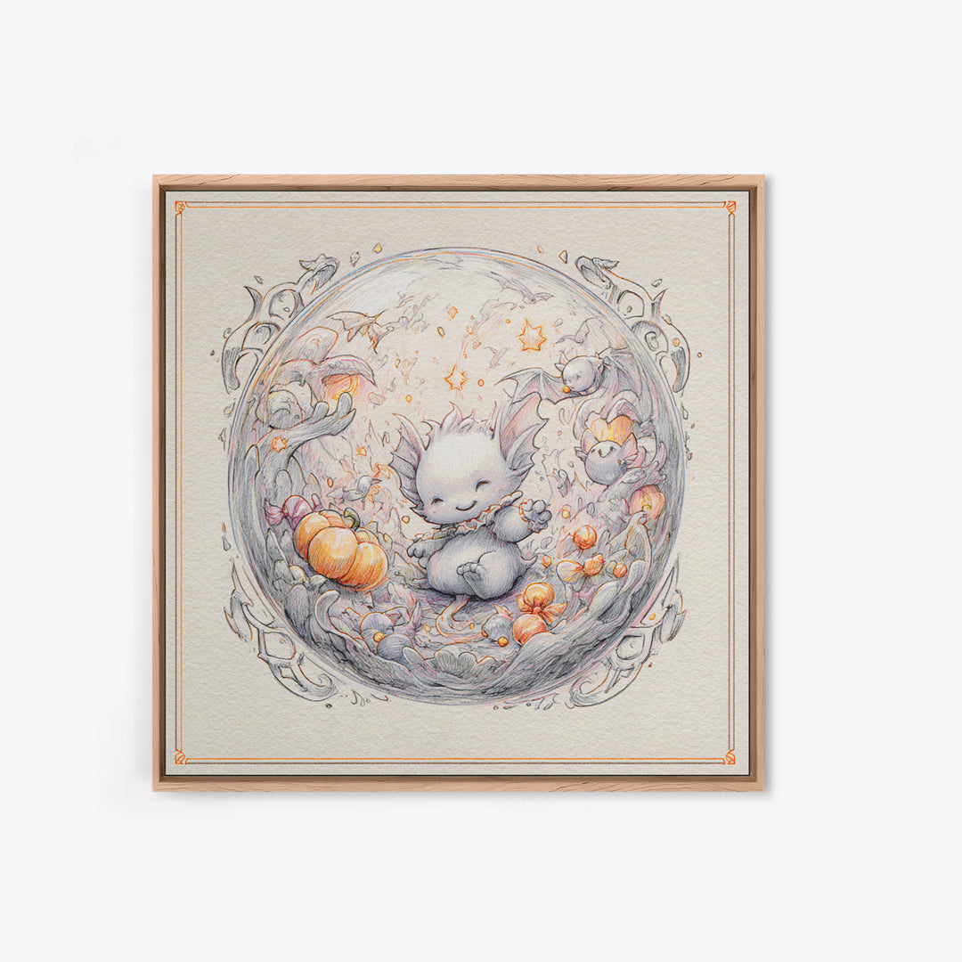 The Oracle Of The Glass Depths, Hand Sketch Halloween Art, Square Wall Art, Canvas Print, Cute Halloween Wall Art